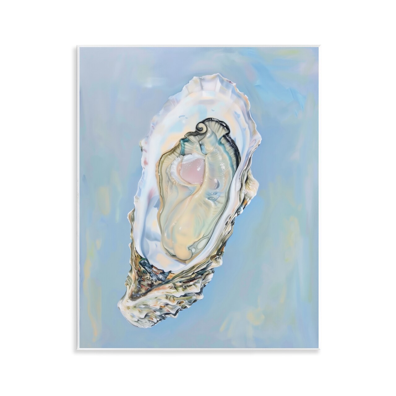 Stupell Industries Detailed Oyster on Blue Wall Plaque Art Design by Arlington Prints
